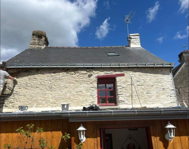 Pose d'enduit chanvre chaux Josselin